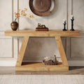 55-Inch Farmhouse Wooden Console Sofa Table with Storage - Dimensions: 11.81" D x 55.12" W x 31.5" H