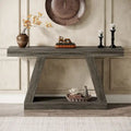 55-Inch Farmhouse Wooden Console Sofa Table with Storage - Dimensions: 11.81" D x 55.12" W x 31.5" H