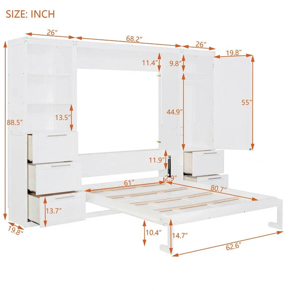 Contemporary Queen Murphy Bed with Integrated Closet and Storage Drawers