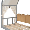 Gray Twin Bed with Arched Canopy and Trundle