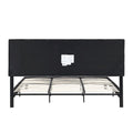 Tufted Headboard Black King Linen Bed