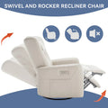 Beige Power Recliner Chair with 270° Swivel, Rocking Function, Lumbar & Neck Support Pillow, USB and Type-C Charging Ports