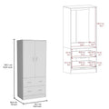30.9-Inch Contemporary Double-Door Armoire with Two Drawers and Hanging Rod for Bedroom Storage