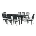 7-Piece Extendable Wooden Dining Table Set in Black and Gray with 6 Chairs