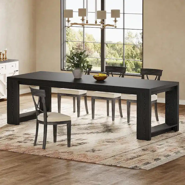 86.61-Inch Extra Long Wooden Dining Table for 6 to 8 People