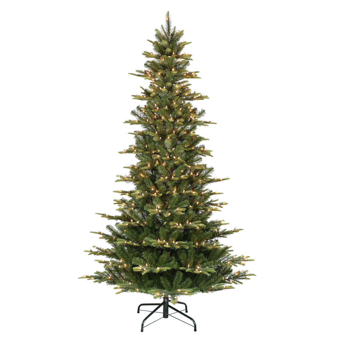 Puleo International 6.5 Foot Pre-Lit Slim Aspen Fir Artificial Christmas Tree, Green