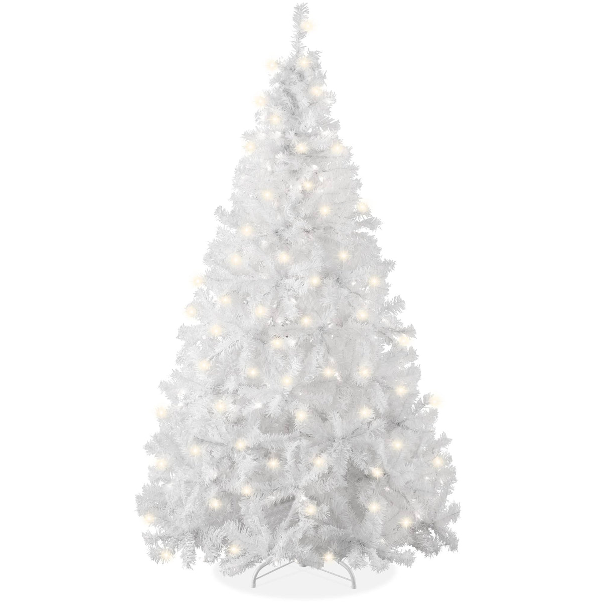 Best Choice Products 4.5ft Pre-Lit Premium Hinged Artificial Christmas Pine Tree w/ 200 Lights, Metal Stand, 432 Tips