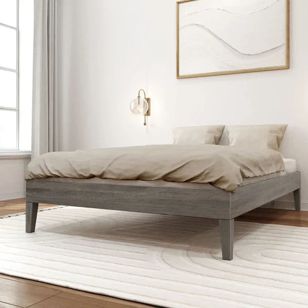 Full-Size Platform Bed with Plank and Beam Design