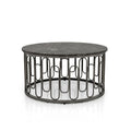 Lars Contemporary Round Coffee Table with Marble Top and Sturdy Metal Base by Furniture of America