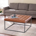 SEI Furniture Healy Tufted Ottoman in Faux Leather