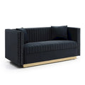 Modern Velvet Loveseat with Vertical Channel Tufting - 61.4 x 28 x 28 inches