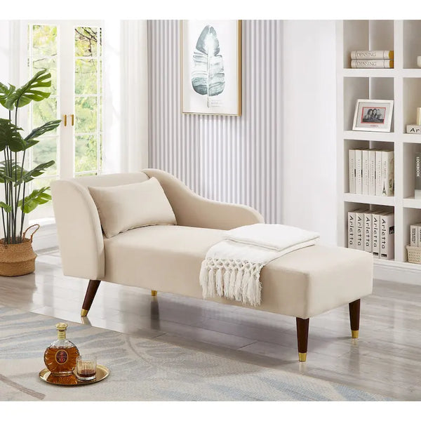 Contemporary Velvet Upholstered Chaise Lounge Chair - Dimensions: 29.5" x 55.9" x 28.7"
