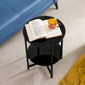 Black 2-Piece Tempered Glass End Table Set - Round Coffee Table for Bedroom, Living Room, and Office
