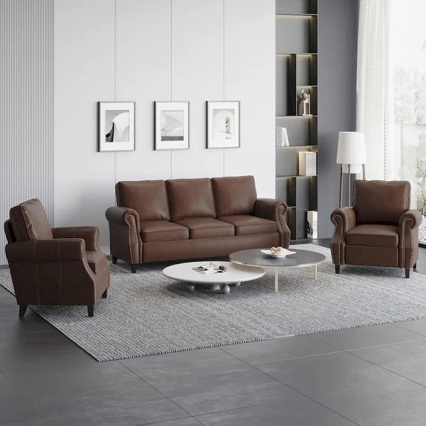 Christopher Knight Home Dowd Faux Leather 3-Piece Club Chair and Sofa Set
