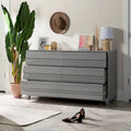 Modern 6 Drawer Dresser with Channeled Front Design