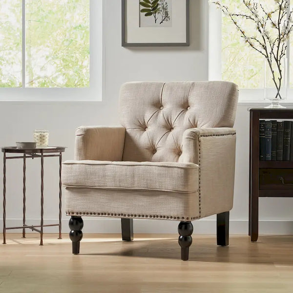 Christopher Knight Home Malone Tufted Back Fabric Club Chair - Dimensions: 28" L x 29.5" W x 33.5" H