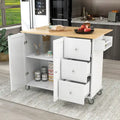 Mobile Kitchen Island on Wheels with Solid Wood Top and Locking Casters
