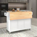 Mobile Kitchen Island on Wheels with Solid Wood Top and Locking Casters