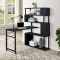 L-Shaped Corner Computer Desk with Rotating Features and 5-Tier Bookshelf for Home Office