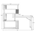 Modern Computer Desk with 5-Tier Shelves – Space-Saving Rotatable Workstation