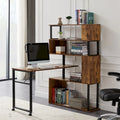 Modern Computer Desk with 5-Tier Shelves – Space-Saving Rotatable Workstation