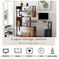 L-Shaped Corner Computer Desk with Rotating Features and 5-Tier Bookshelf for Home Office