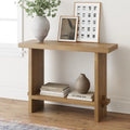 Nathan James Virgo Farmhouse 2-Tier Console Table with Wire-Brushed Wood Finish