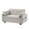 Convertible Sofa Bed Loveseat with Adjustable Backrest, Storage Pockets, and 2 Soft Pillows