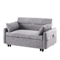 Convertible Sofa Bed Loveseat with Adjustable Backrest, Storage Pockets, and 2 Soft Pillows