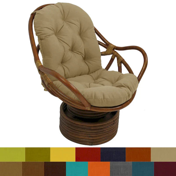 Bali Rattan Swivel Rocking Chair with Durable All-Weather Cushion