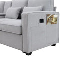 Merax 104 Modern 4-Seater Linen Sofa with Armrest Pockets and 4 Pillows - Minimalist Design