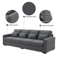 Merax 104 Modern 4-Seater Linen Sofa with Armrest Pockets and 4 Pillows - Minimalist Design