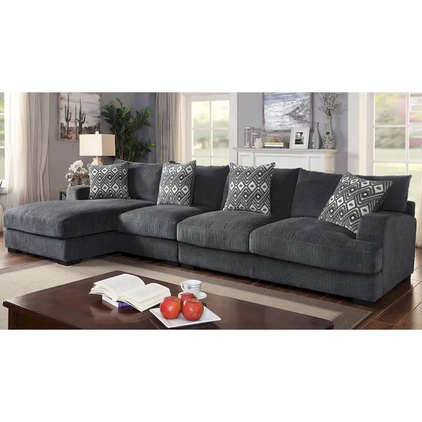 Furniture of America Kintra Modern Chenille Upholstered Large L-Shaped Sectional