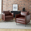 Set of 2 Jaime Modern Vegan Leather Accent Chairs with Metal Legs by HULALA HOME