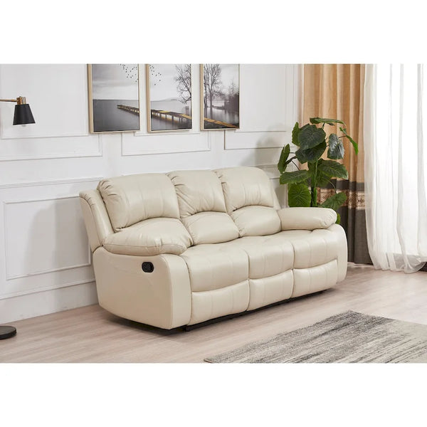 Betsy Furniture 8018 Bonded Leather Manual Reclining 3-Seat Sofa