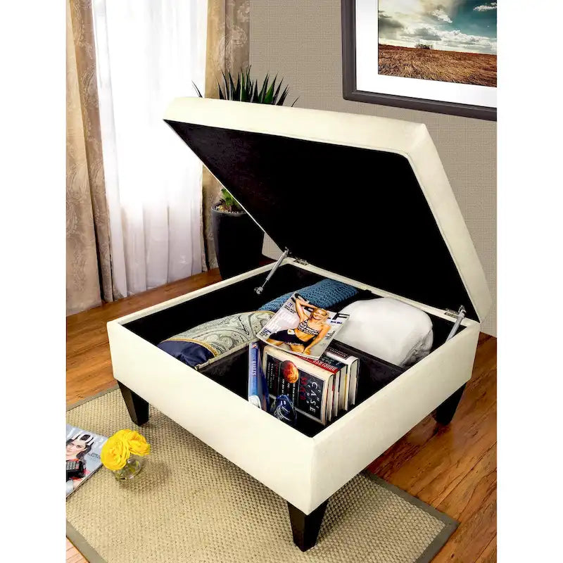 MJL Furniture Manhattan Allure Upholstered Cocktail Ottoman Table with Storage
