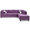 Malone 111-Inch Suede 4-Seater Sectional Sofa with Two Throw Pillows - Dimensions: 111L x 78W x 34H