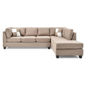 Malone 111-Inch Suede 4-Seater Sectional Sofa with Two Throw Pillows - Dimensions: 111L x 78W x 34H
