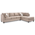 Malone 111-Inch Suede 4-Seater Sectional Sofa with Two Throw Pillows - Dimensions: 111L x 78W x 34H