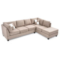 Malone 111-Inch Suede 4-Seater Sectional Sofa with Two Throw Pillows - Dimensions: 111L x 78W x 34H