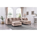 Malone 111-Inch Suede 4-Seater Sectional Sofa with Two Throw Pillows - Dimensions: 111L x 78W x 34H