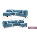 Malone 111-Inch Suede 4-Seater Sectional Sofa with Two Throw Pillows - Dimensions: 111L x 78W x 34H