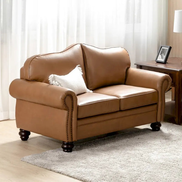 Angel Transitional Genuine Leather Sofa with Tufted Backrest by HULALA HOME