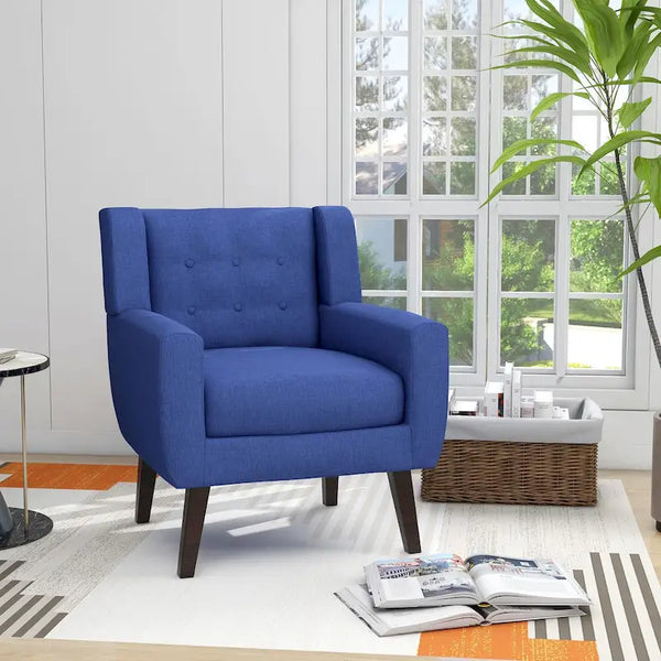 Contemporary Linen Button-Tufted Accent Chair