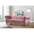 Charlot Velvet Chesterfield Sofa with Rolled Arms