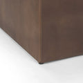 Minara Black Genuine Leather Ottoman with Gold Metal Base - 36-Inch Square