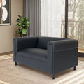 Mid-Century Modern Loveseat Sofa by Coast to Coast - Upholstered Faux Leather with Solid Wood Frame