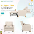 AECOJOY 3-in-1 Convertible Sleeper Sofa Chair with Pillow and Adjustable Backrest