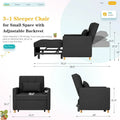 AECOJOY 3-in-1 Convertible Sleeper Sofa Chair with Pillow and Adjustable Backrest