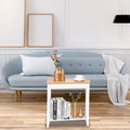 White MDF 24-Inch Wide 2-Tier Narrow Nightstand and Sofa Table